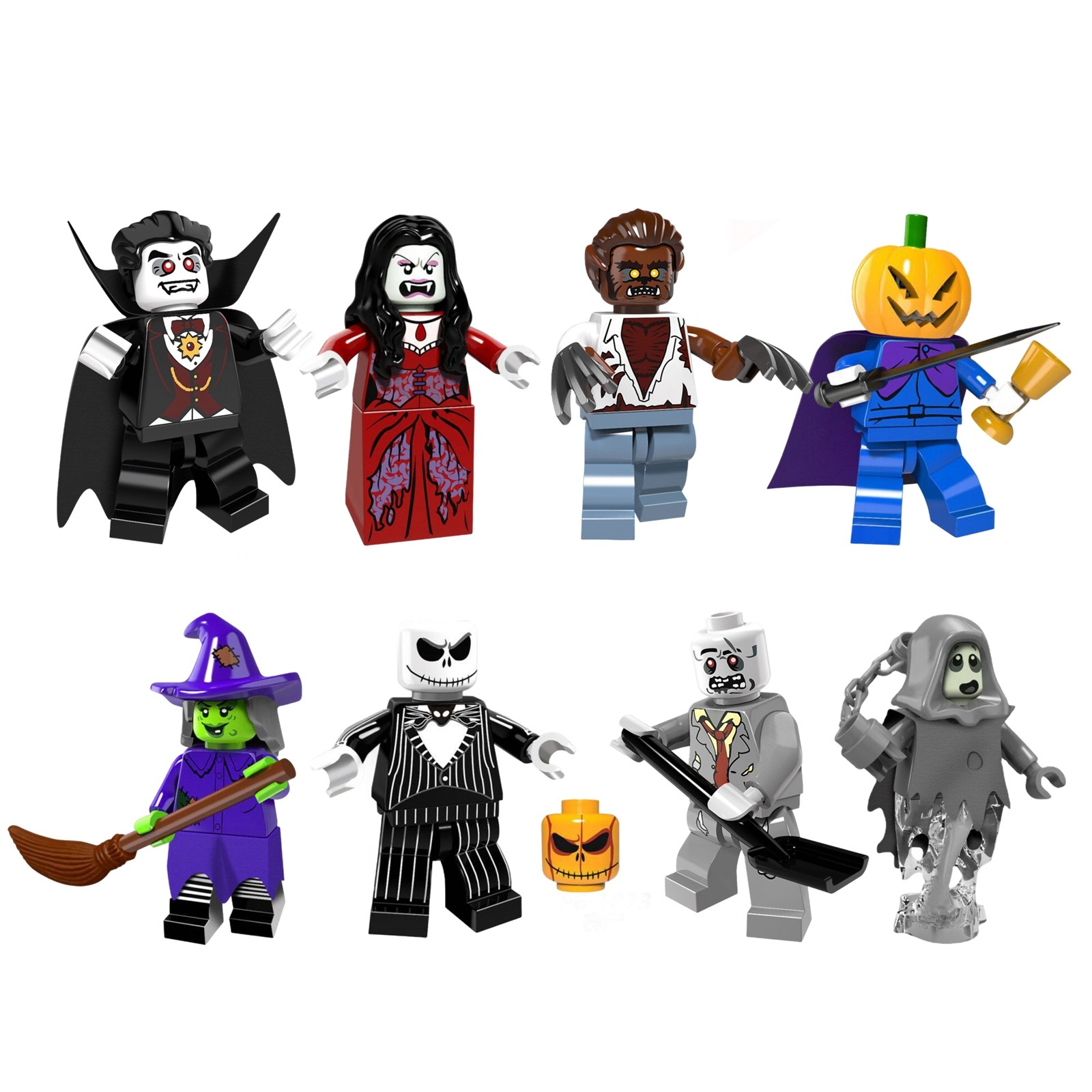 8pcs The Nightmare Before Christmas Building Blocks, 2in The Nightmare Before Christmas Toy Building Sets, Mini Action Figures Building Blocks, Miniature Figurines Toys Cake Toppers, A